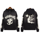 Znbbw Printing Leisure Retro Tide Card Loose Hooded Sweaters For Men And Women