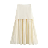 Znbbw New Gold Button Knitted Vest Small Pleated Spliced Skirt Suit