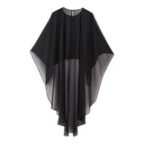 Znbbw New Pure Color Tulle Asymmetrical Cloak Coat 8741204