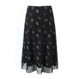 Znbbw And Winter New Lace Printing Net Fashion Full-Length Skirt