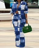 Znbbw New Women's Fashion And Leisure Printed Long-Sleeved Trousers Suit