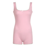 Pure Desire Girl Style Pink Home Jumpsuit Sexy Hot Girls U-Collar Low-Cut Slim Blouse Summer New Style