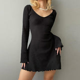 2025 Autumn Knitting Material New Women's Wear Ins Online Celebrity Personality Fashion Black-And-White Basic Slim Dress