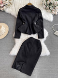 Znbbw Suit Female Korean Version Socialite Temperament OL Professional Suit Jacket Two-Piece Set Of High Waist Hip Half Skirt