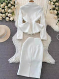 Znbbw Suit Female Korean Version Socialite Temperament OL Professional Suit Jacket Two-Piece Set Of High Waist Hip Half Skirt