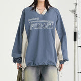 Street Color Casual V-Collar Loose Coat 2024 Spring / Summer Style Rope Design Basic Comfortable T-Shirt Sweater