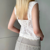 2025Ins Double-Layer Strap Side Zipper Halter Top 2025 Summer New Style Pure Style Vest