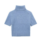 Znbbw New Short-Sleeved High-Necked Jumper Slim Short-Style Knitted Sweater 2142206