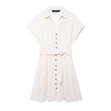 Znbbw Summer Blended Belt Mini Shirt Skirt Dress 7962709