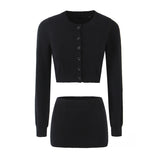 Znbbw New Single-Breasted Cardigan Sweater With Buttocks A-Shaped Knitted Half Skirt