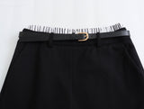 Znbbw New Spring Style Spliced Flat-Angle Trousers, Waist Belt And Skirt Pants 8372032