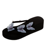 New Butterfly Flip-Flops Thick Bottom Slope With One Word With Pearl Large Size Beach Cool Flip-Flops