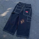 Znbbw Straight Jeans For Men Retro Hip-Hop Goth Street Clothing Harajuku Men's Casual Pants