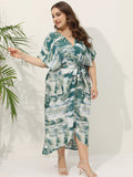 Znbbw Size Women's Dress Bohemian Print New Shirt Skirt Fat MM Dress