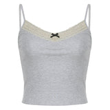 New Spice Girl Style Fashion Knitted Lace Spliced Round Collar Navel Vest In Summer 2025