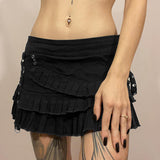 2024 Summer New Personality Street Fashion Trend Splicing Tie With Dark Wind Pleated Skirt