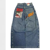 Znbbw Wide-Legged Jeans Jnco Street Hip-Hop Personality Y2K Straight Casual Pants