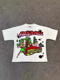 Znbbw Loose Y2k Top Happy Hip Hop Print Short-Sleeved Goth T-Shirt Lovers' Sweatshirt Men's Wear