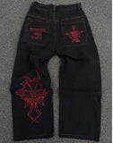 Znbbw Wide-Legged Jeans Jnco Street Hip-Hop Personality Y2K Straight Casual Pants