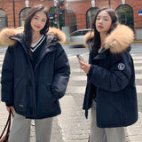 Down Cotton Jacket Female 2024 Winter New Thickened Senior Couples Big Wool Collar Padded Coat