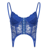 2024 European Spring And Summer Women's Wear Ins Network Celebrity Street Hot Girl Lace V Collar Small Vest Girl