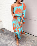 Znbbw Independent Station Sexy And Fashionable Style Oblique Shoulder Single-Sleeved Dress