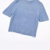 Znbbw New Short-Sleeved High-Necked Jumper Slim Short-Style Knitted Sweater 2142206