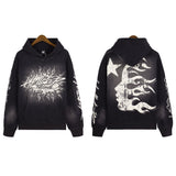Znbbw Printing Leisure Retro Tide Card Loose Hooded Sweaters For Men And Women