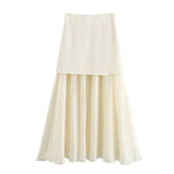 Znbbw New Gold Button Knitted Vest Small Pleated Spliced Skirt Suit