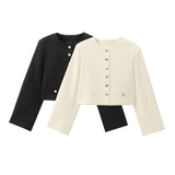 Znbbw New Leisure Button Decoration Round Collar Short Coat 1237829