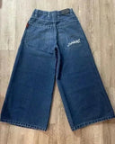 Znbbw Street Jeans Hip-Hop Poker Graphic Printed Loose Jeans Y2K Wide-Legged Pants