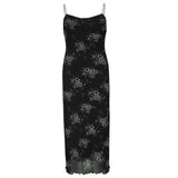 2025 New Women's Wear Street Hot Girls Retro Dark Cool Girl Dirty Print Sling Long Skirt Girl