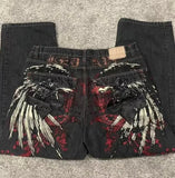 Znbbw Straight Jeans For Men Retro Hip-Hop Goth Street Clothing Harajuku Men's Casual Pants