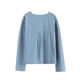 Znbbw New French Short Version V-Collar Shirt A-Shaped Skirt Pull-Rope Straight Jeans