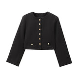 Znbbw New Leisure Button Decoration Round Collar Short Coat 1237829