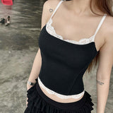Color Lace Lace Fashion Design Sense With A Small Sling Top Girl 2024 Hot Girls Sexy Knitted Vest