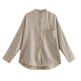 Znbbw New Pocket Pendent Loose Shirt Elastic Waist Pant Suit