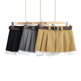 Znbbw New Spicy Girls Work Dress Short Skirt Fashion College Hairy Edge Pleated Skirt Sexy A-Shaped Skirt