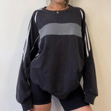 College Style Color Sprouting And Splicing Loose Long-Sleeved Round-Neck Sweater 2025 Autumn New Leisure Sports Jacket