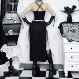 Znbbw Summer 2024 New Hip Skirt Dark Wind Sexy Cross Splicing Basic Tie-Up Half-Skirt Woman