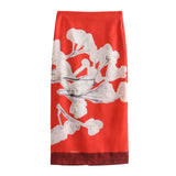 Znbbw New Blended Printed Split Straight Skirt 2394119