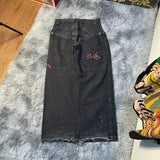 Znbbw Street Jeans Hip-Hop Poker Graphic Printed Loose Jeans Y2K Wide-Legged Pants