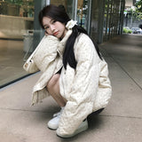 Flower Stand Collar Short Down Cotton Jacket 2024 New Small Bread Jacket Female Winter Korean Cotton-Padded Jacket