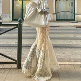 The Design Of Spice Girl Style Is Detachable. Two Solid Color Lace Dresses With Buttocks And Fish Tails Are New In Early Autumn 2025.