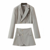 Znbbw New Blogger Lapel Slimming Short Suit Jacket + High Waist Short Skirt Suit