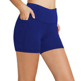 Znbbw Yoga Pants Pocket High Waist Elasticity Pure Color Breathable Exercise Running Training Fitness Shorts