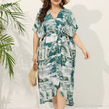 Znbbw Size Women's Dress Bohemian Print New Shirt Skirt Fat MM Dress