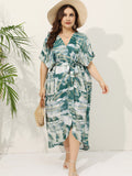 Znbbw Size Women's Dress Bohemian Print New Shirt Skirt Fat MM Dress