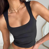 2024 Chinese New Year Women's Wear Street Spicy Style Fashion Square Collar Basic Slim Sleeveless Vest Woman