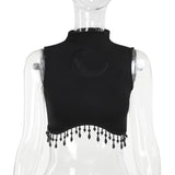 Znbbw Summer 2024 New Vest Dark Wind Moon Chain Small High-Necked Sleeveless Top Girl